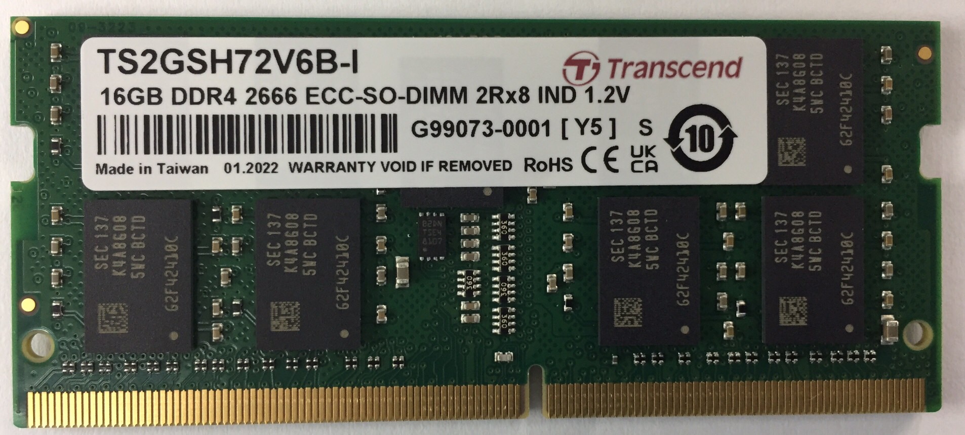 Transcend 16 GB DDR4 RAM, 2666Mbit/s, SODIMM, 1.2V
