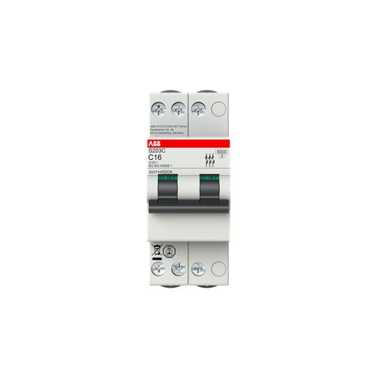 ABB S200C MCB, 3P, 20A Curve C, 415V AC, 6 kA Breaking Capacity