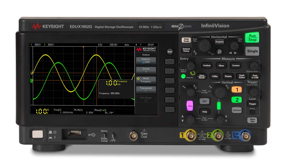 Keysight Technologies InfiniiVision 1000 X Series, 50 MHz Bench Oscilloscope 2-Channel - UKAS