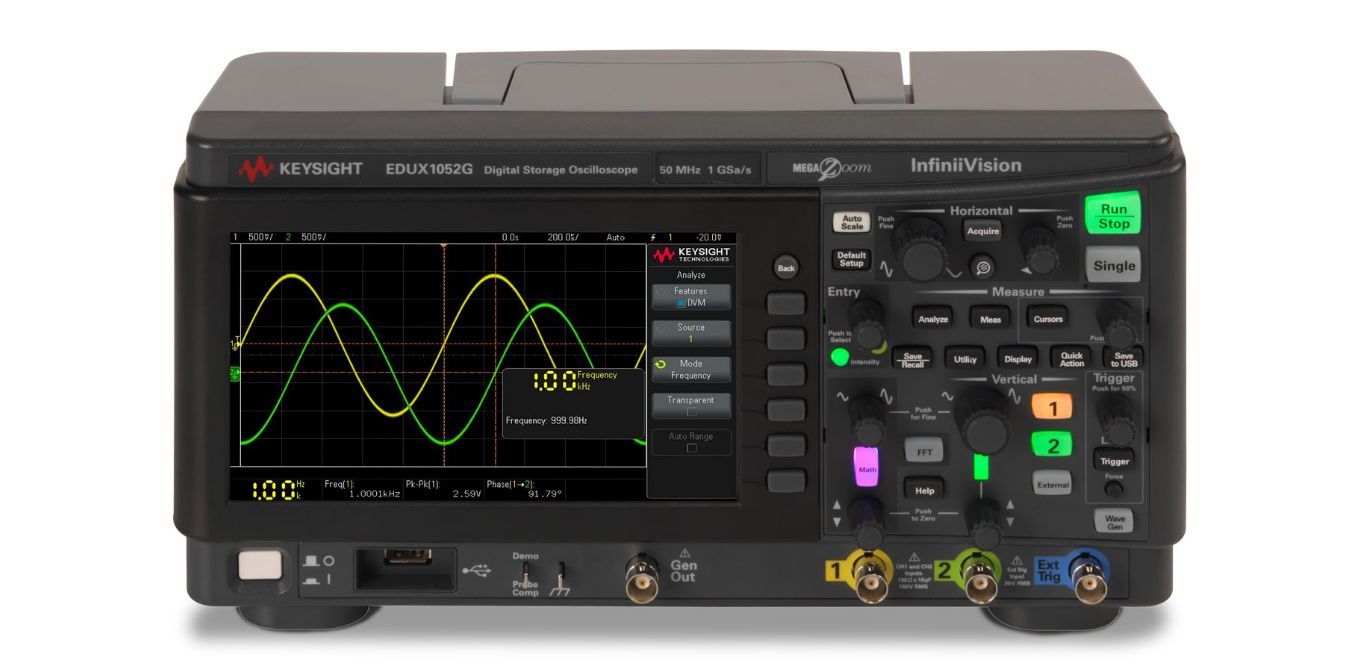 edux1052g Keysight Technologies InfiniiVision 1000 X Series, 50 MHz Bench Oscilloscope 2-Channel