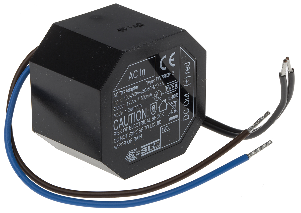 Friwo Switching Power Supply, EDV1832688RS 12V dc, 1.5A, 18 W, Input 100V ac to  240V ac