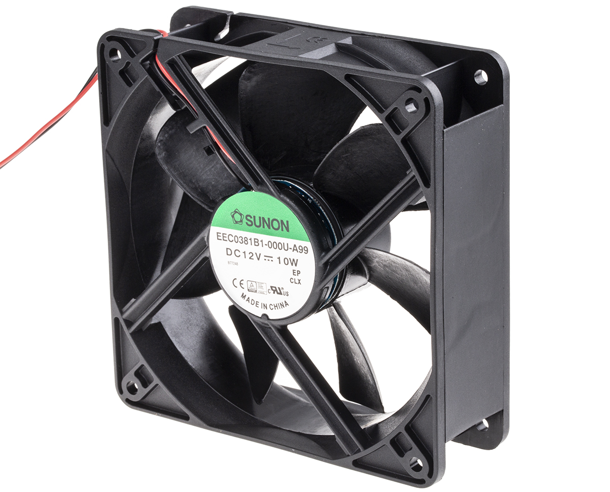 Sunon EE Series Axial Fan, 12V dc, 235 m³/h, 10 W, 833 mA Max 120 mm 120mm 38 mm