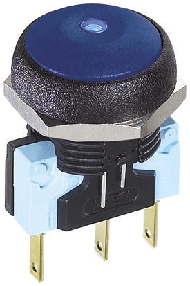 APEM Illuminated Push Button Switch, Momentary, Panel Mount, 14.8mm Cutout, SPDT, Blue LED, 250V ac, IP67