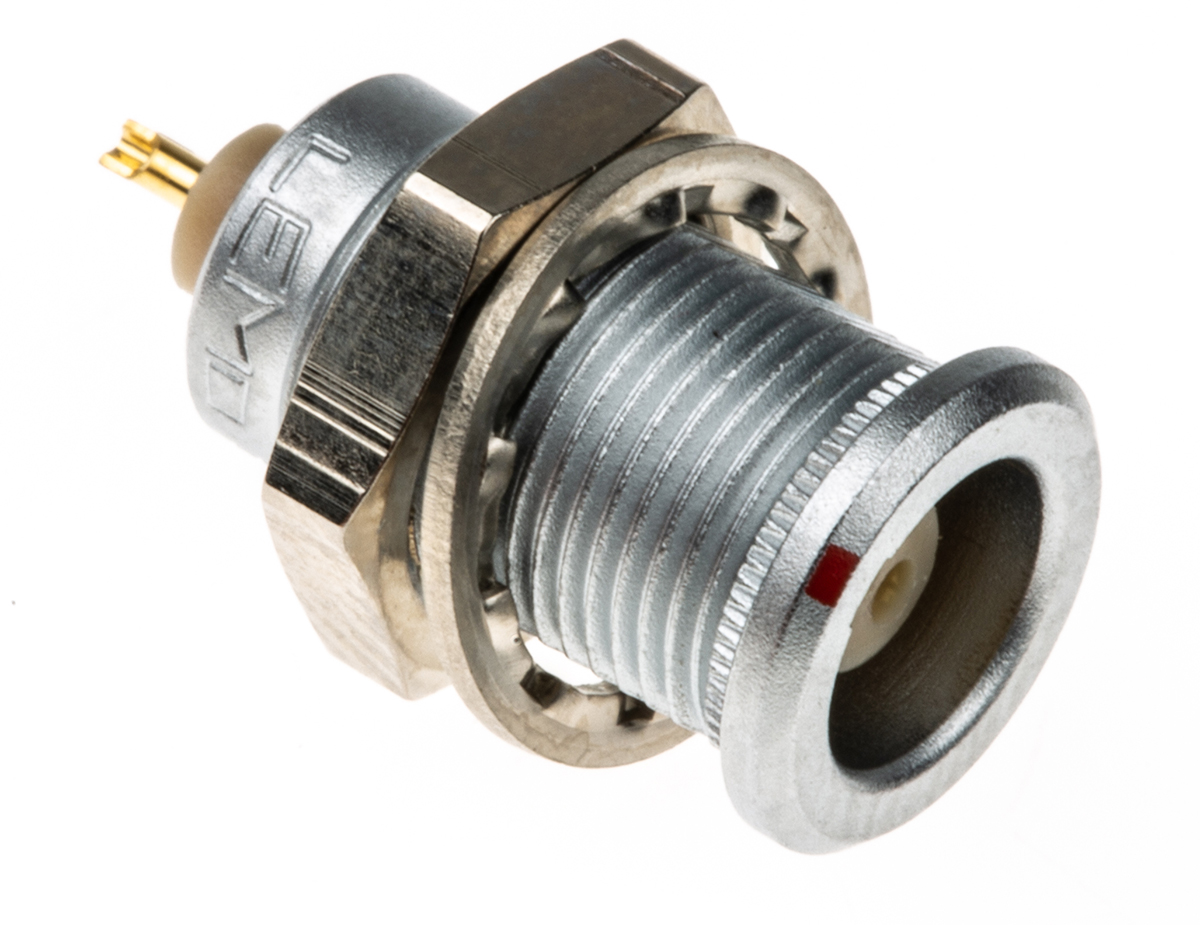 LEMO Circular Connector, 2 Contacts, Panel Mount, 12 mm Connector, Socket, Female, IP50, 00 B Series