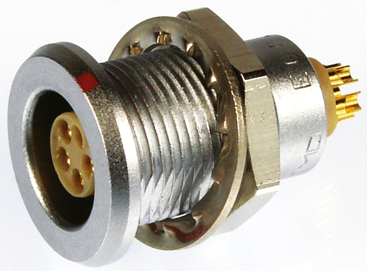 LEMO Circular Connector, 2 Contacts, Panel Mount, 12 mm Connector, Socket, Female, IP68, 0T Series