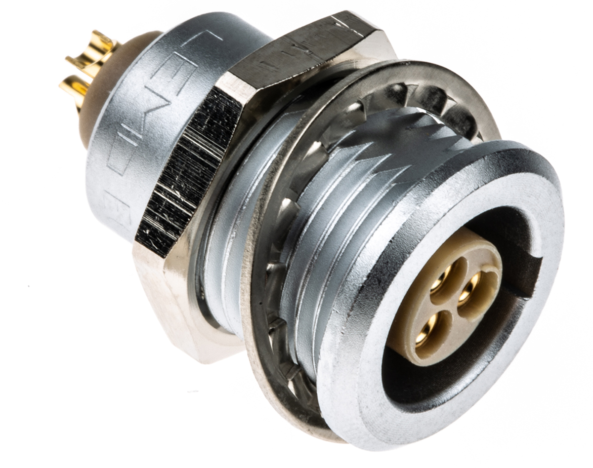 LEMO Circular Connector, 3 Contacts, Panel Mount, 14 mm Connector, Socket, Female, IP50, 1B Series