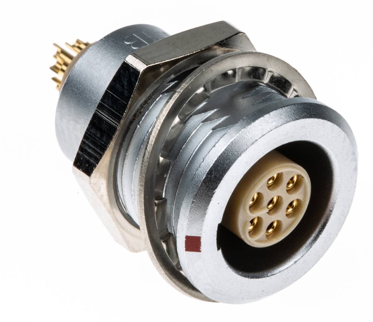 LEMO Circular Connector, 7 Contacts, Panel Mount, 14 mm Connector, Socket, Female, IP50, 1B Series
