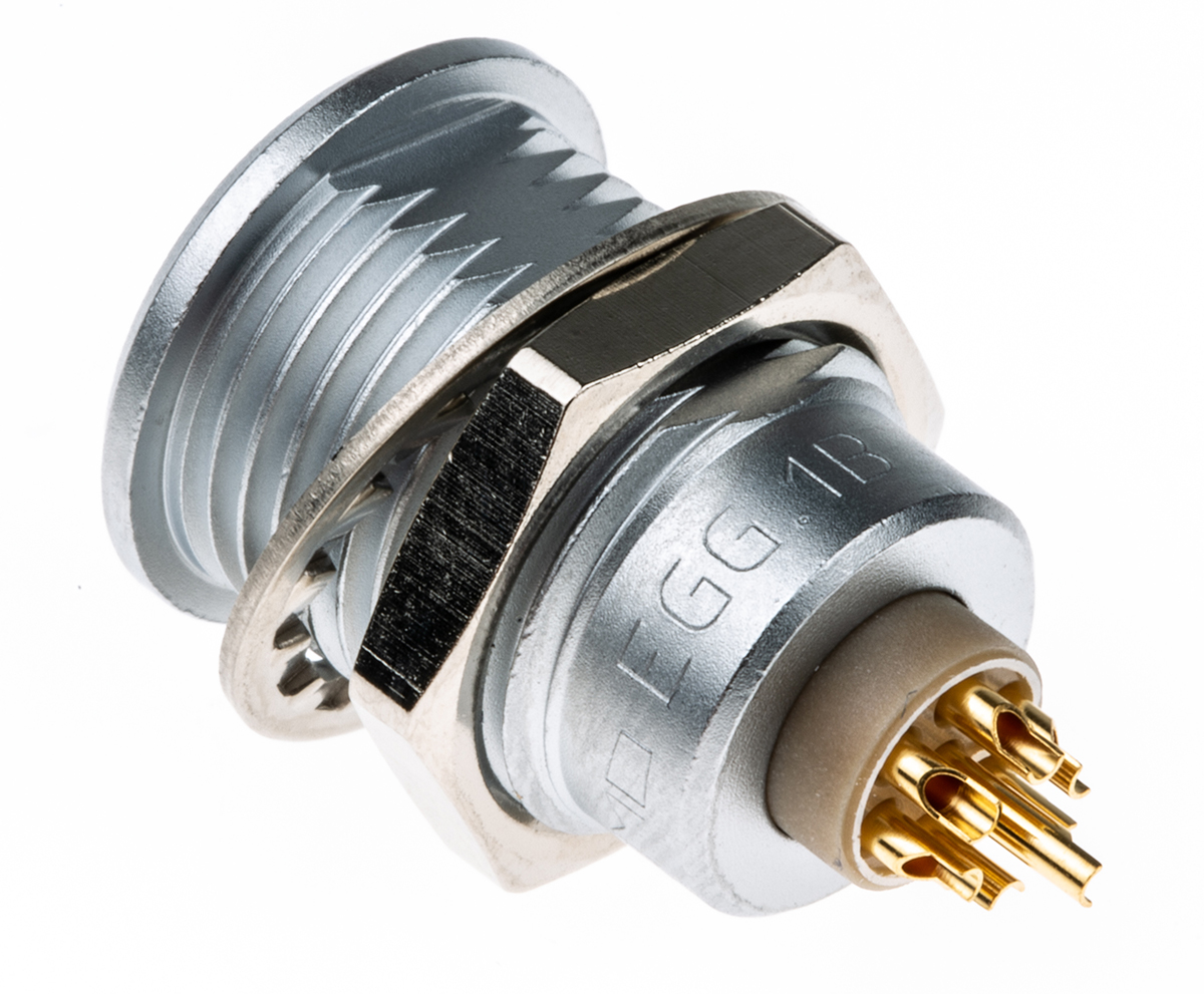 egg1b307cll LEMO Circular Connector, 7 Contacts, Panel Mount, 14 mm Connector, Socket, Female, IP50, 1B Series