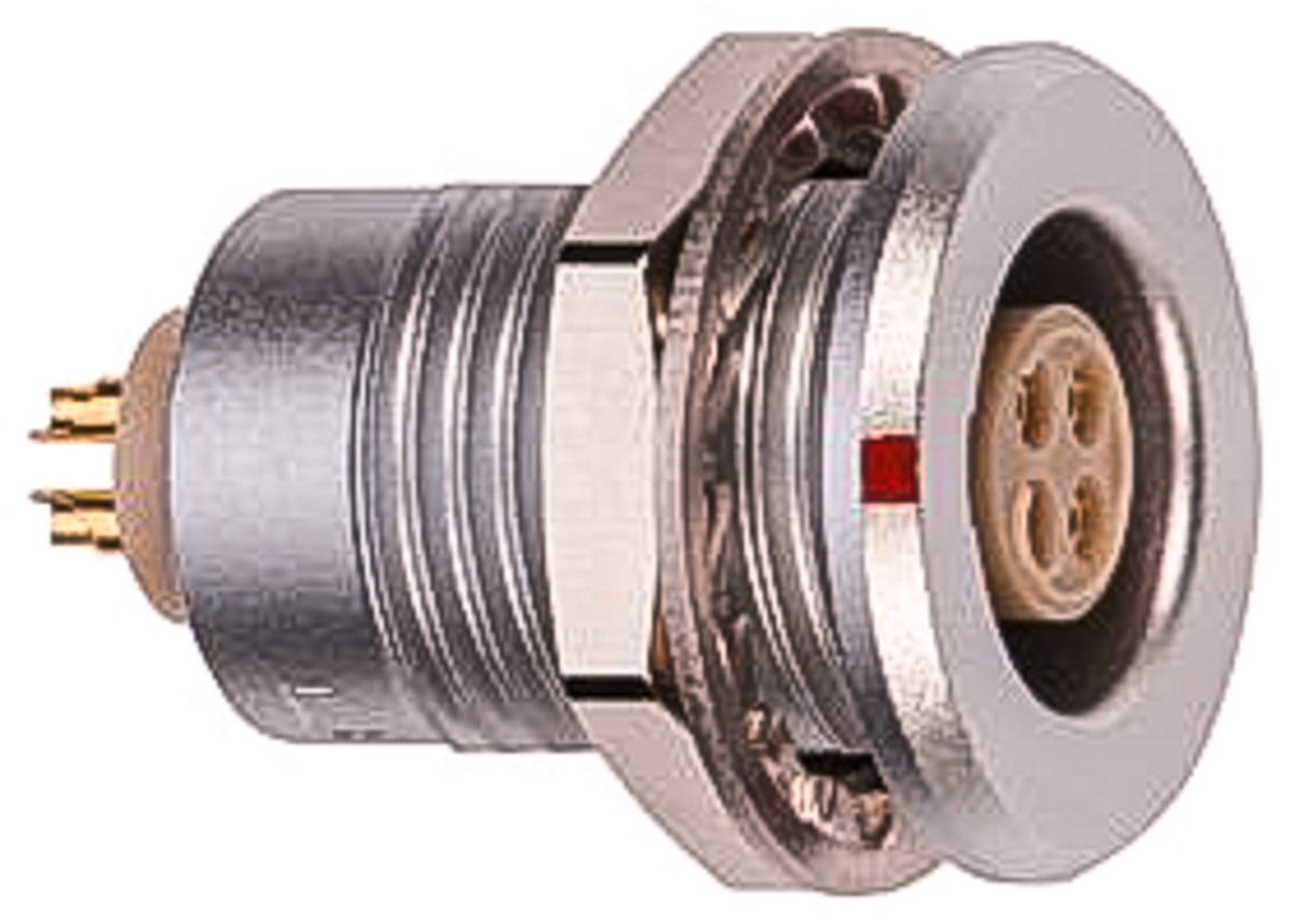 LEMO Circular Connector, 4 Contacts, Panel Mount, M12 Connector, Socket, Female, IP68, 304 Series