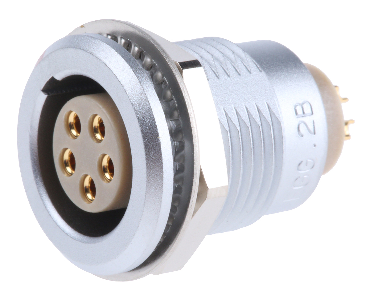 LEMO Circular Connector, 5 Contacts, Panel Mount, 18 mm Connector, Socket, Female, IP50, 2B Series