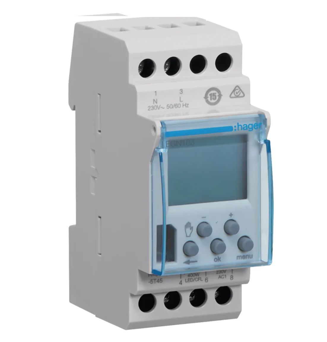 Hager Digital EGN Time Switch, 1-Channel 230 V ac