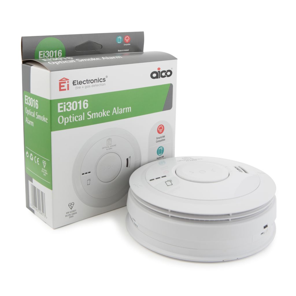 Aico Plastic Smoke Alarm Optical Smoke Detector, 85 dB, 230 V