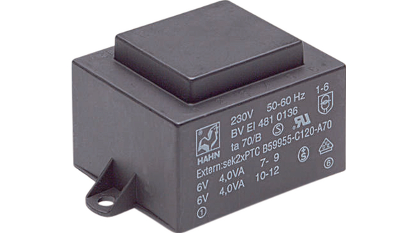 Hahn 1 x 12 V ac PCB PCB Transformer, EN 61558 10 VA