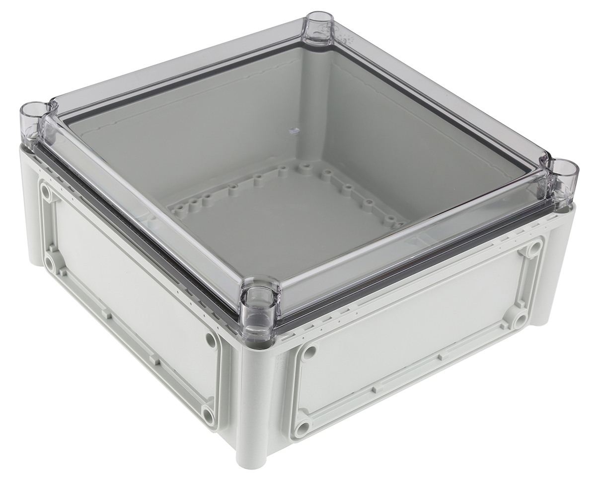 Fibox EK Series Grey Polycarbonate Enclosure, IP67, IP66, IK08 Flanged 130 mm, 280 mm, 280 mm