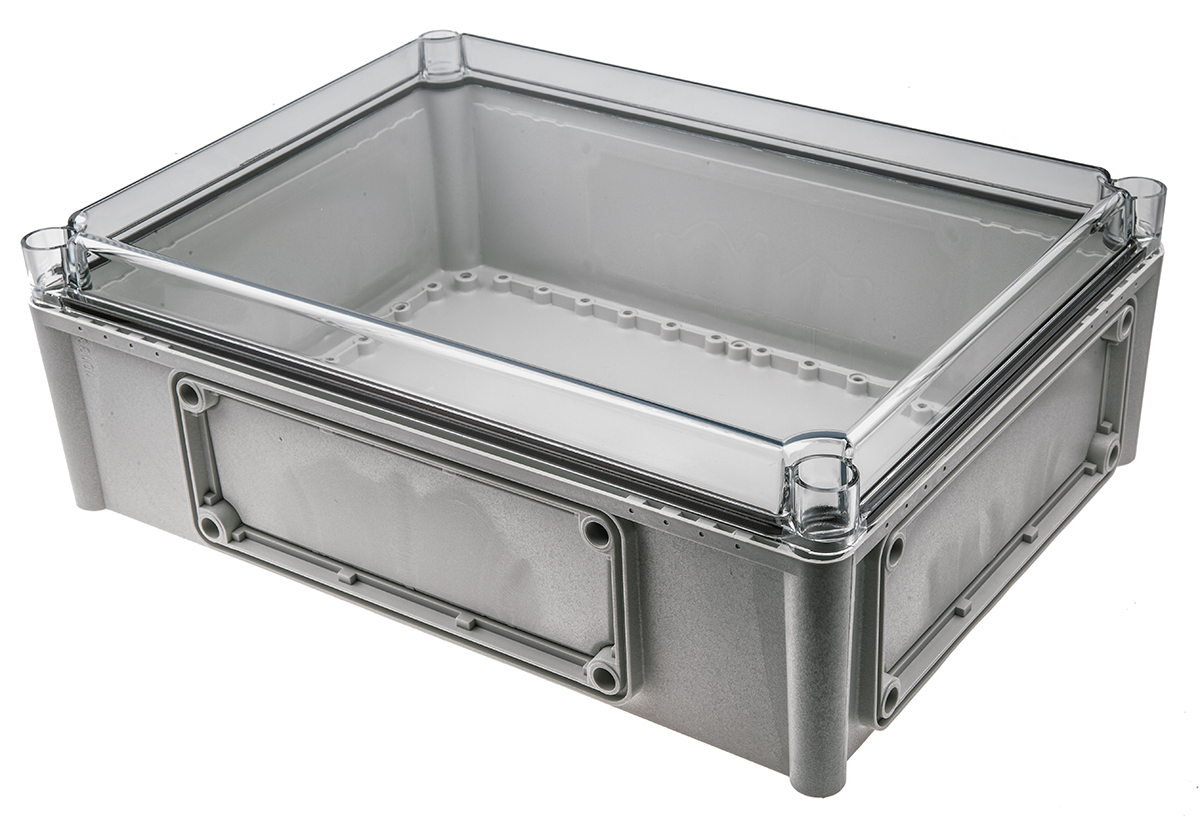Fibox EK Series Grey Polycarbonate Enclosure, IP66, IP67, IK08 Flanged 130 mm, 380 mm, 280 mm
