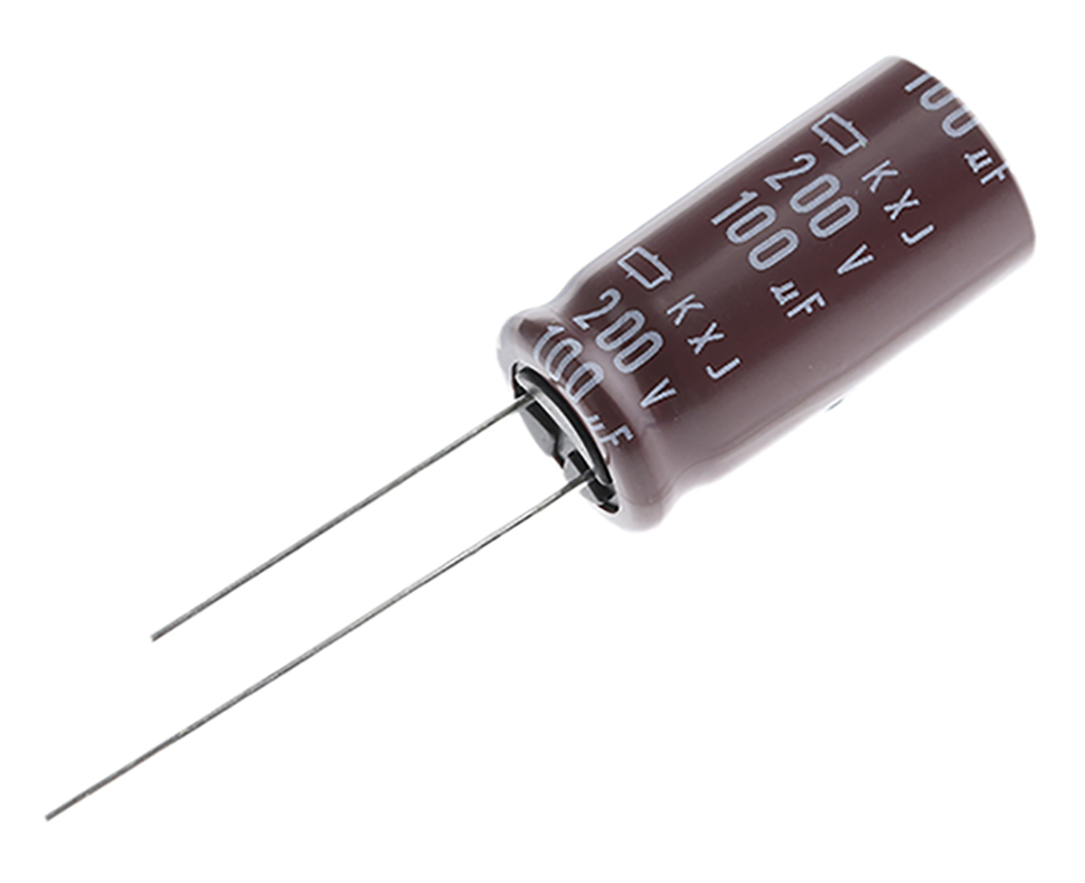 CHEMI-CON 100 μF Capacitor 200V dc, Radial, Through Hole - EKXJ201ELL101MK25S Radial Lead