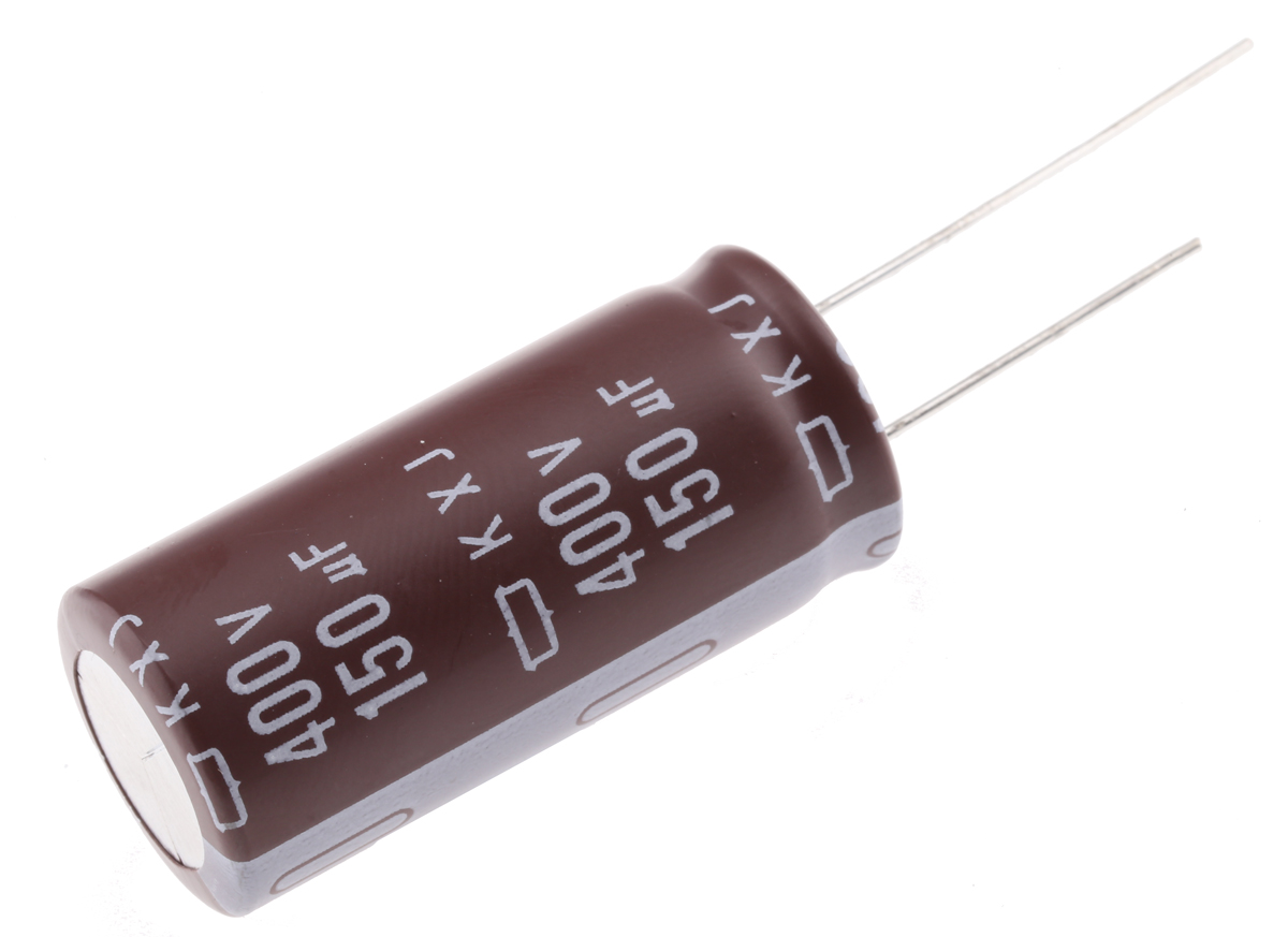 CHEMI-CON 150 μF Capacitor 400V dc, Radial, Through Hole - EKXJ401ELL151MM40S Radial Lead