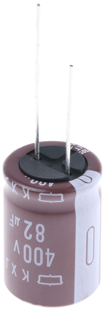 CHEMI-CON 82 μF Capacitor 400V dc, Radial, Through Hole - EKXJ401ELL820MM25S Radial Lead