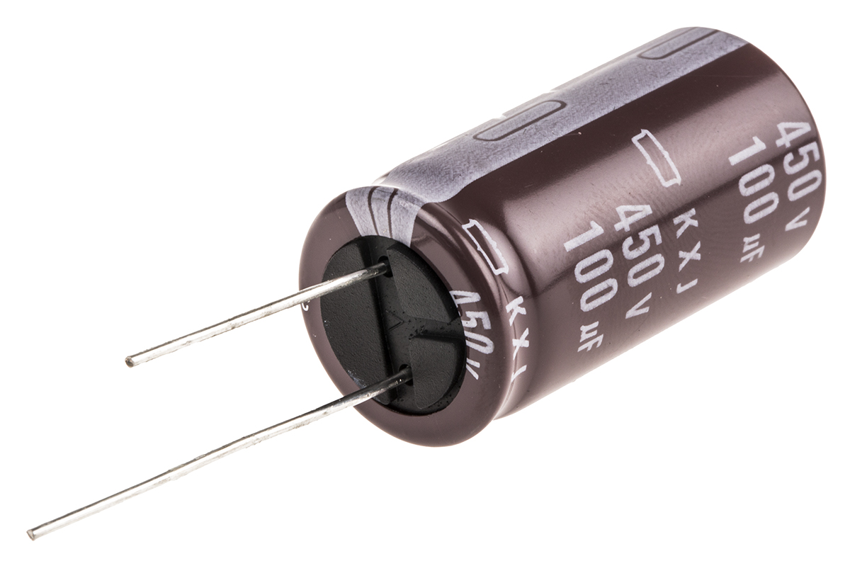CHEMI-CON 100 μF Capacitor 450V dc, Radial, Through Hole - EKXJ451ELL101MMP1S Radial Lead