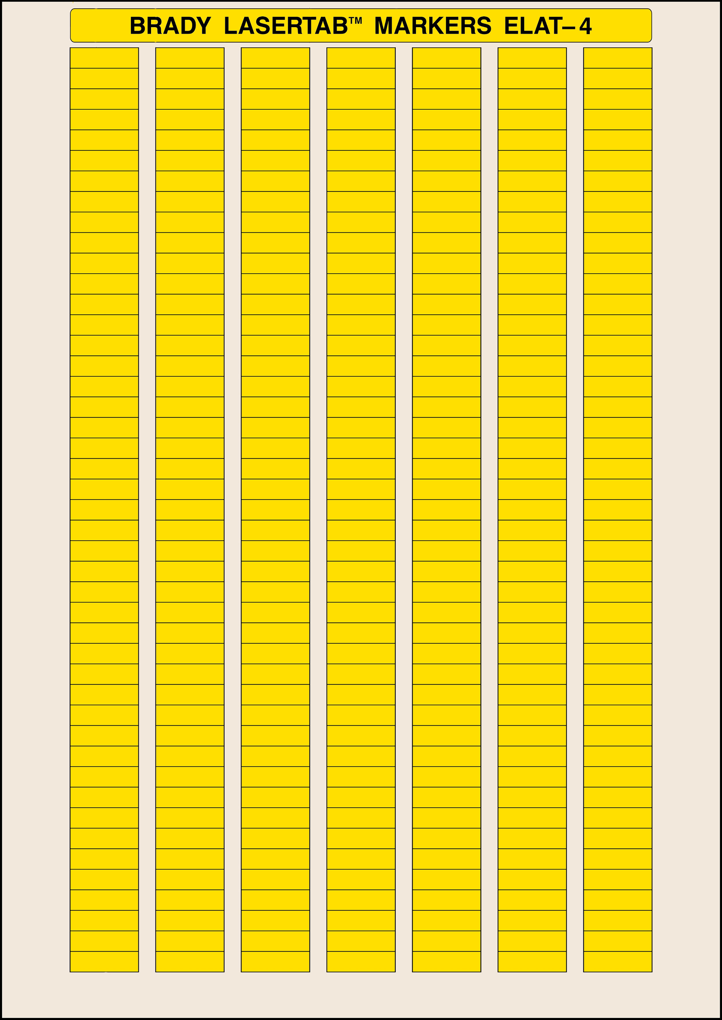 Brady Yellow Label Sheet