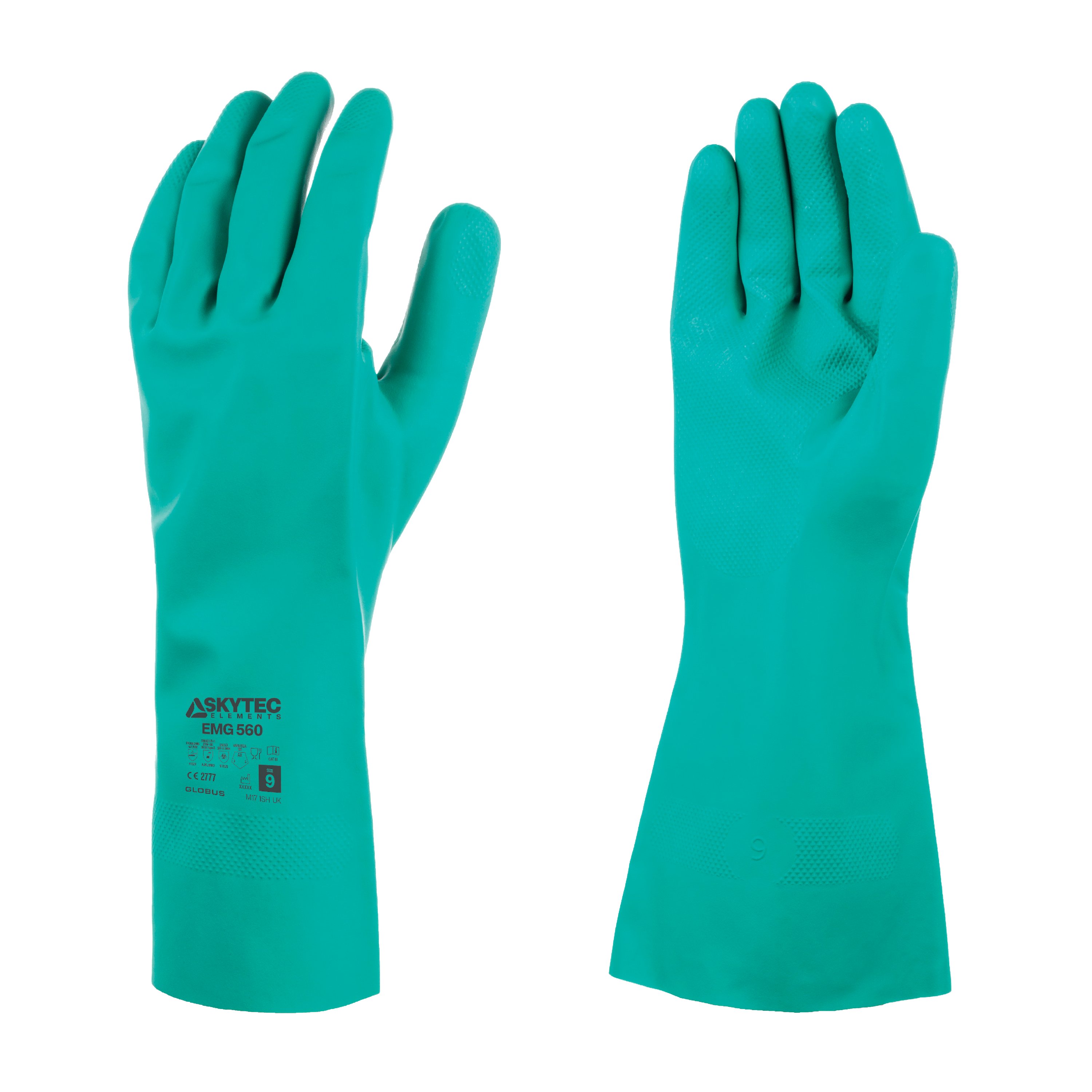 Skytec EMG560 Green Cotton Chemical Resistant Gloves, Size XL, Nitrile Coating