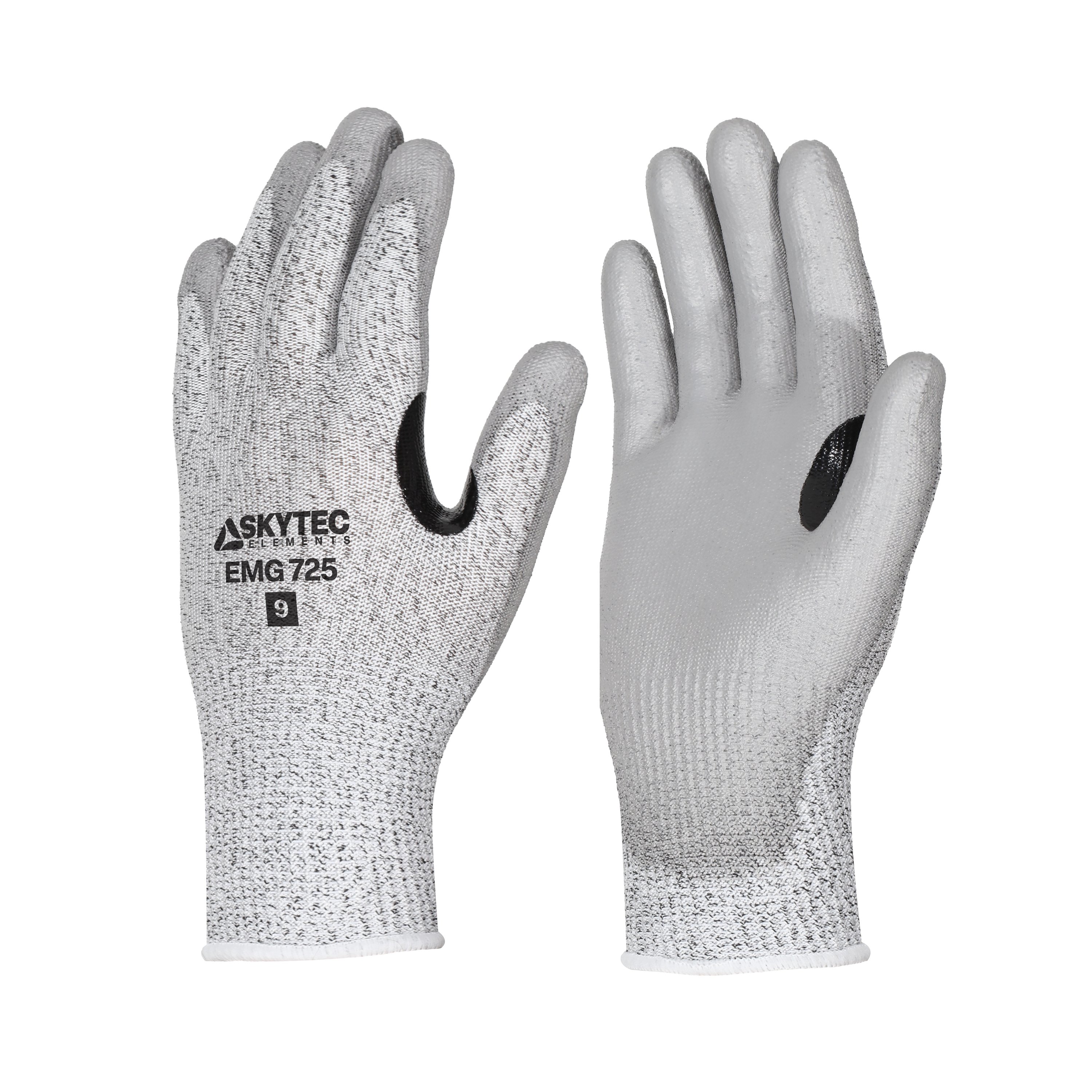 emg00725fb Skytec Elements EMG 725 Black, Grey Nylon, Polyethylene Work Gloves, Polyurethane Coating