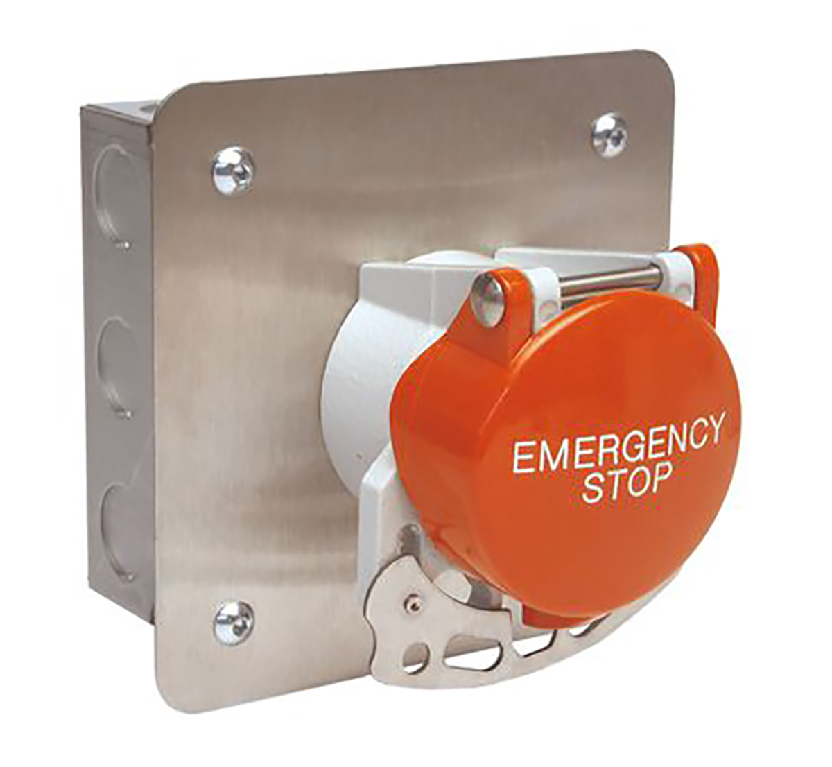 Craig & Derricott Stay Put Control Station Switch - SPDT, Stainless Steel, 9 Cutouts, Red, Emergency Stop, IP65