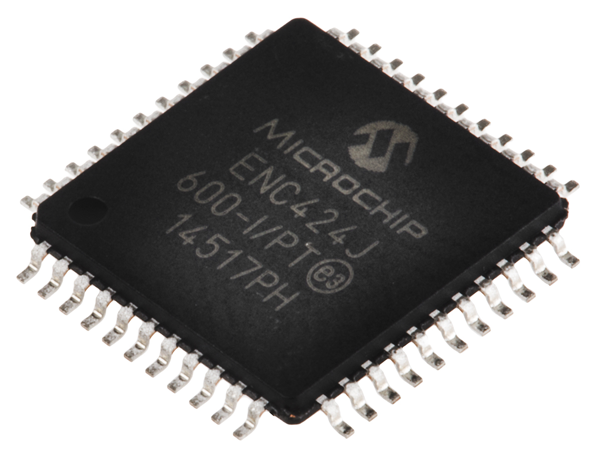Microchip ENC424J600-I/PT, Controller IC, 3.3 V 100 Mbps Serial-SPI, 44-Pin 3.6V TQFP