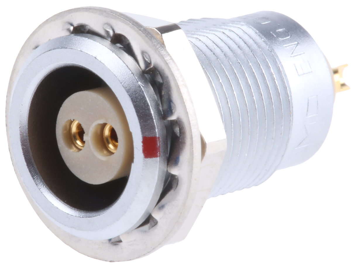 LEMO Circular Connector, 2 Contacts, Panel Mount, 10 mm Connector, Socket, Female, IP50, 0B Series