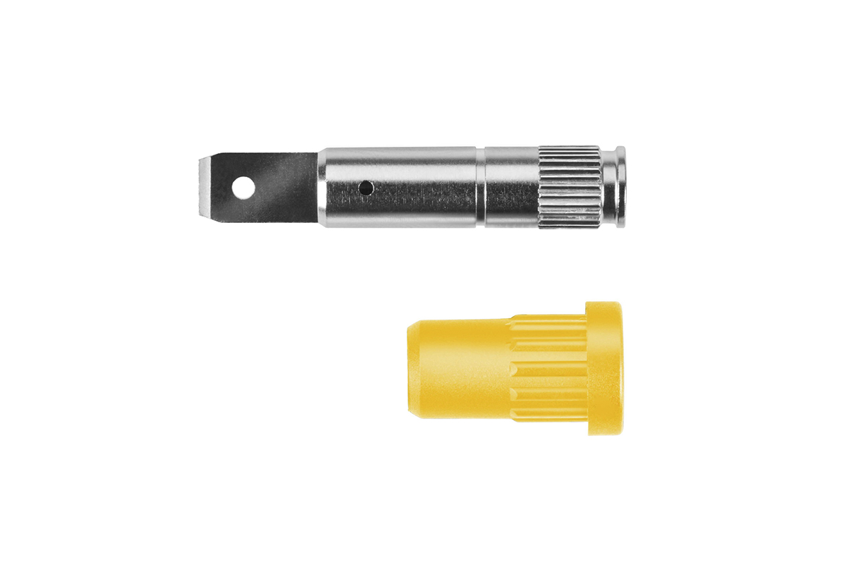 Schutzinger Yellow Female Banana Socket, 4 mm Connector, 33 V ac, 70V dc, 24A, Nickel Plating