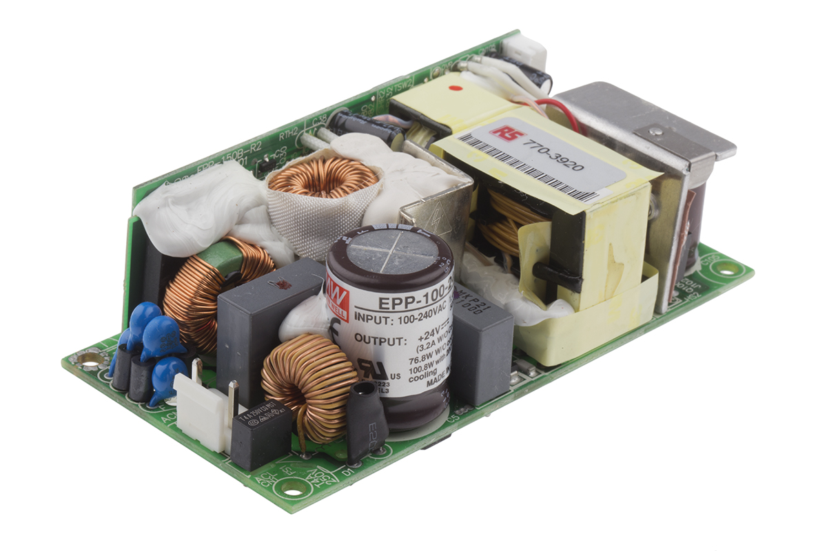 MEAN WELL Switching Power Supply, EPP-100-24 24V dc, 4.2A, 76.8 W, Input 90V ac to  370 V dc, 264V ac