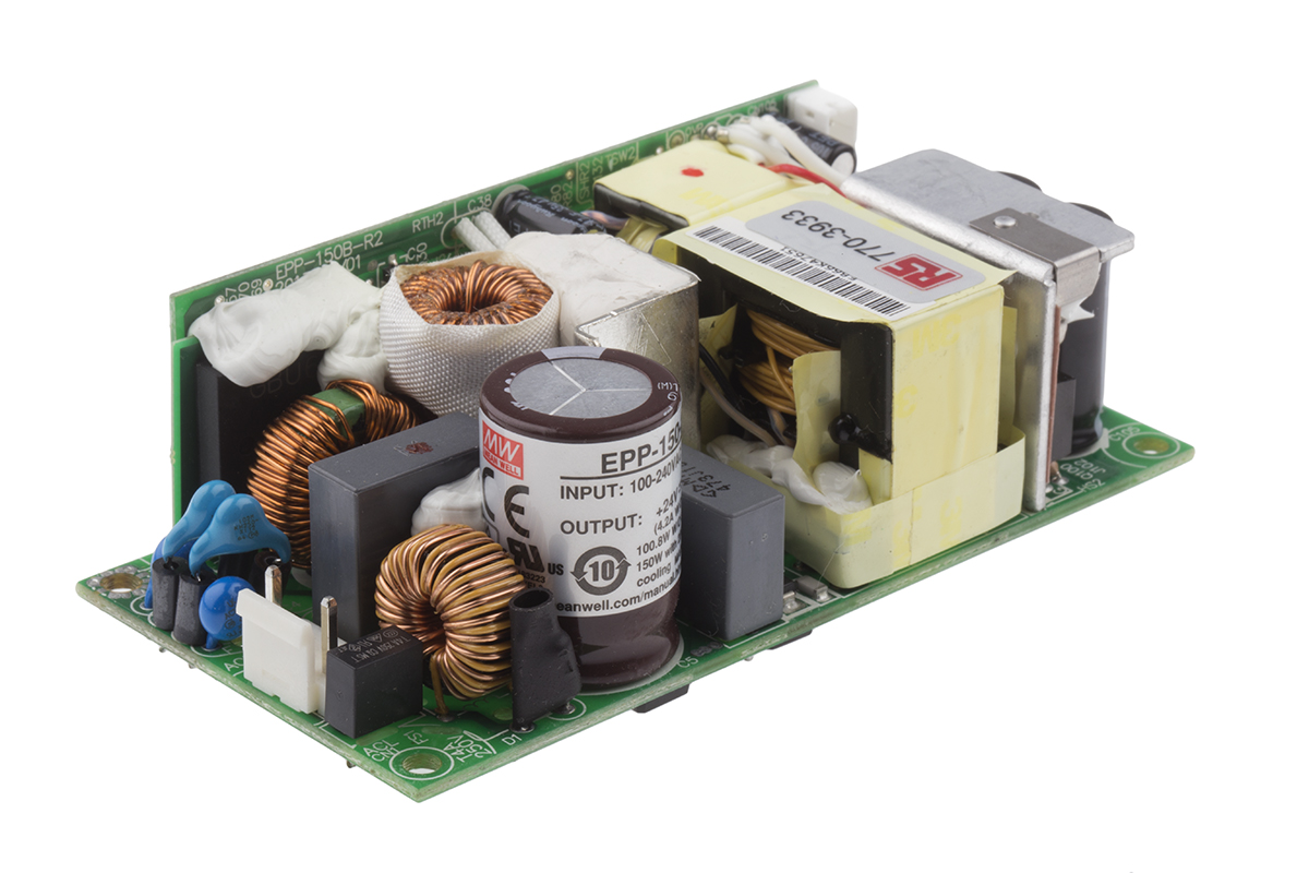 MEAN WELL Switching Power Supply, EPP-150-24 24V dc, 6.25A, 100.8 W, Input 90V ac to  370 V dc, 264V ac