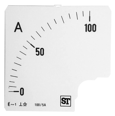 Sifam Tinsley Meter Scale For Use With  96 x 96 Analogue Panel Ammeter