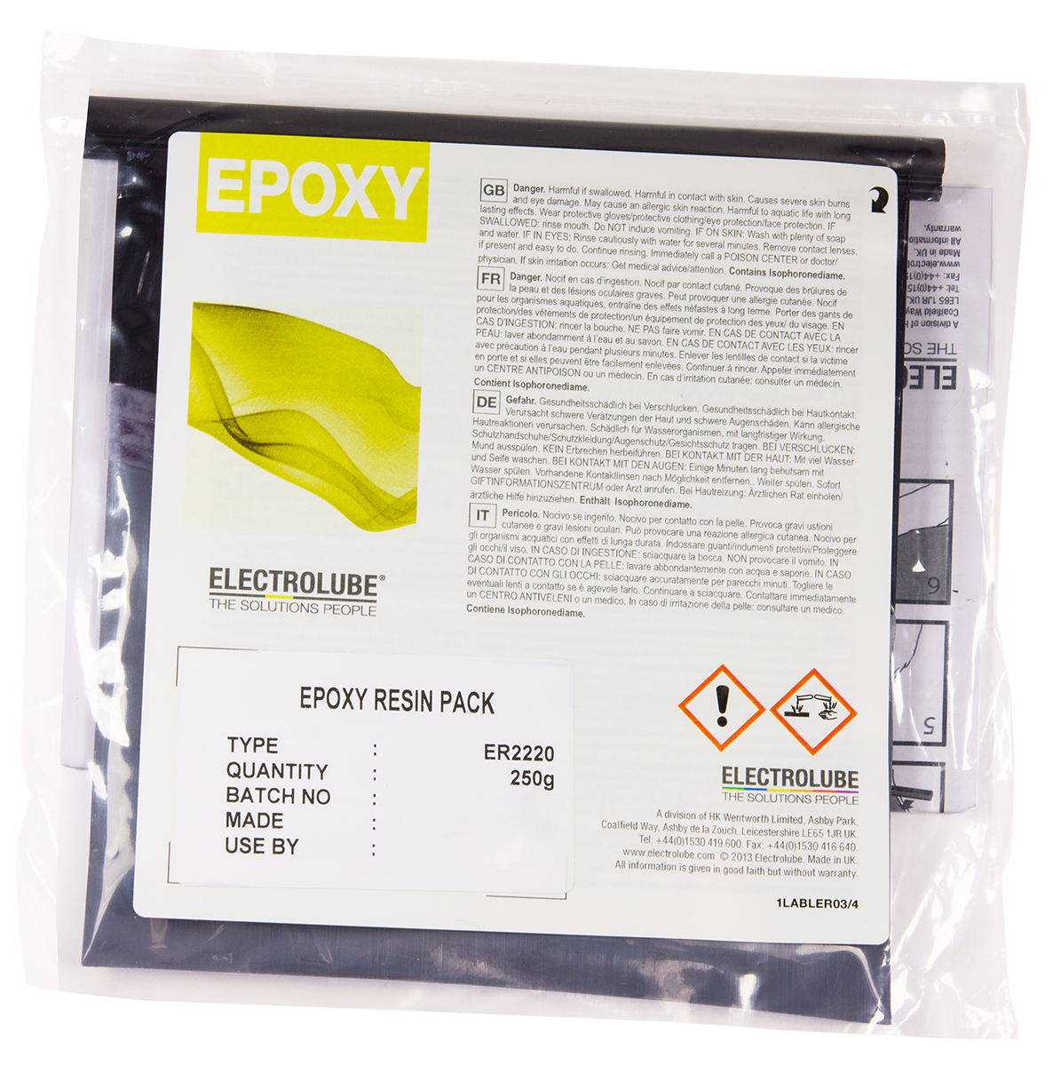 Electrolube ER2220 Grey, Black 250 g Epoxy Resin Adhesive Pack