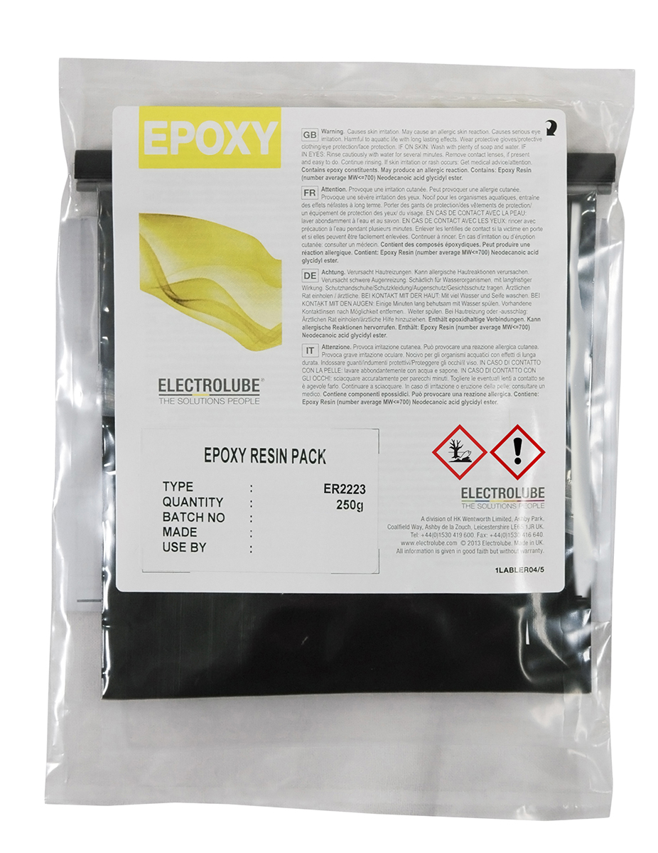 Electrolube Epoxy Resin ER2223 Black 250 g Epoxy Resin Adhesive Bag for Polybutylene carbonate