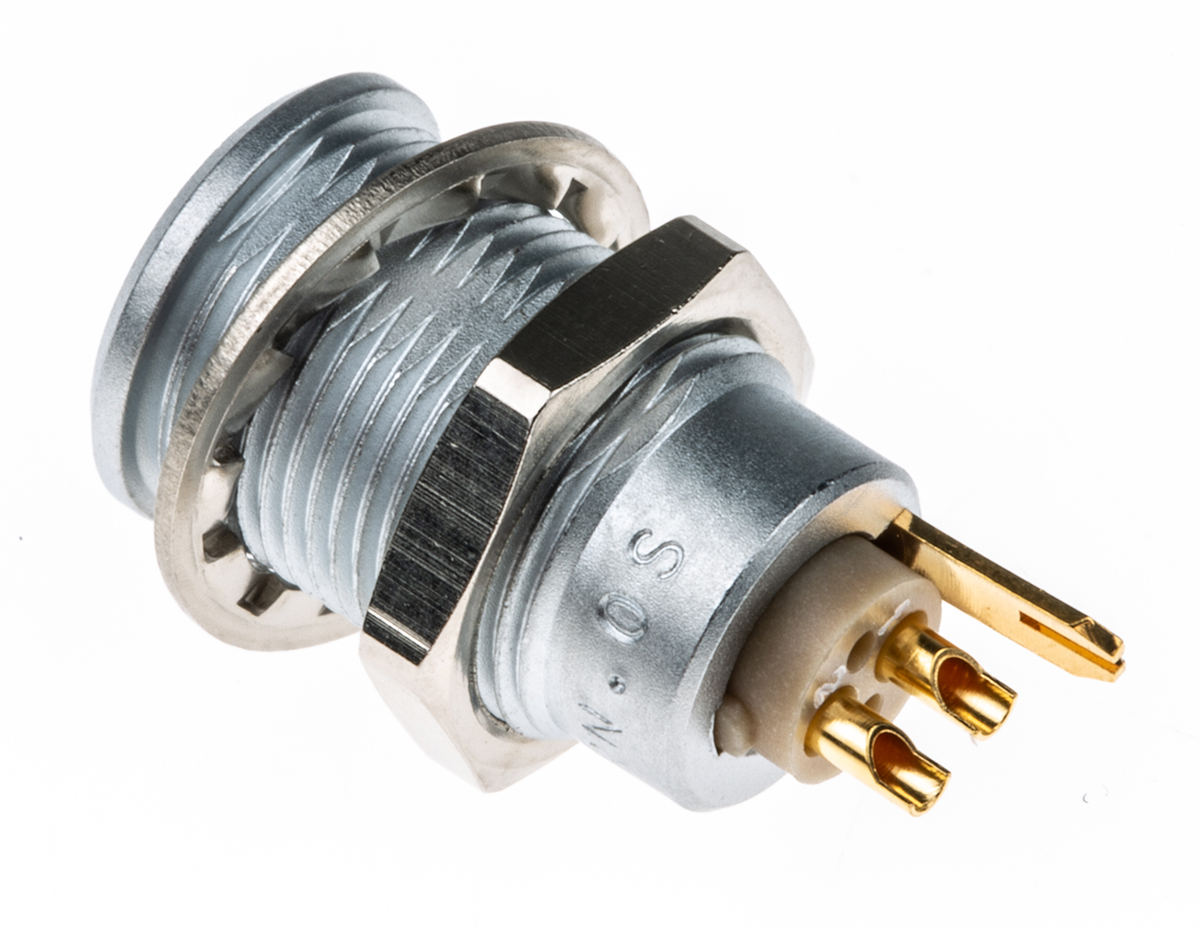ern0s302cll LEMO Circular Connector, 2 Contacts, Panel Mount, 10 mm Connector, Socket, Female, IP50, 0S Series