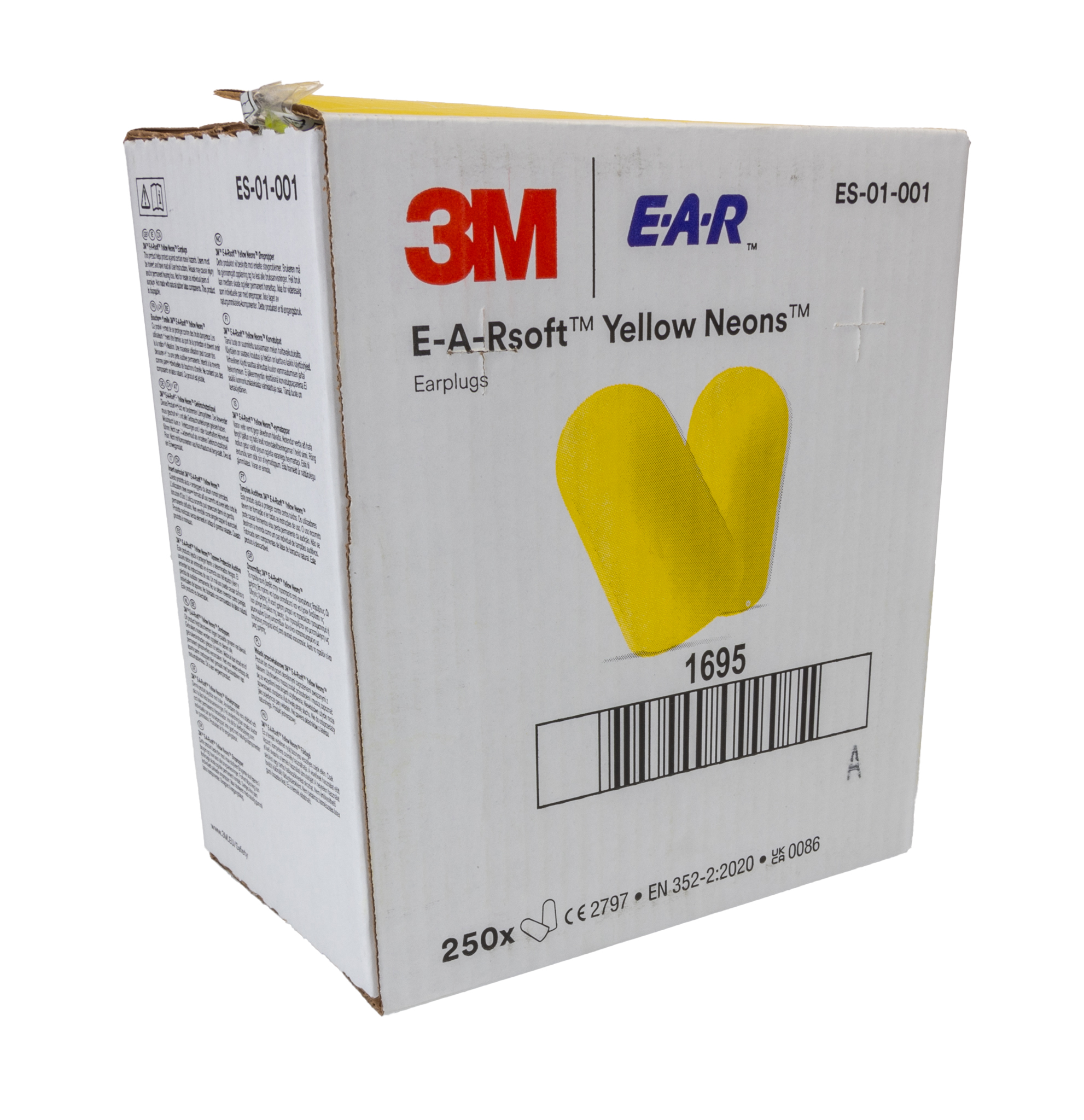 3M E.A.R Soft Yellow Neons Series Yellow Disposable Ear Plugs, 36 dB Rated 250