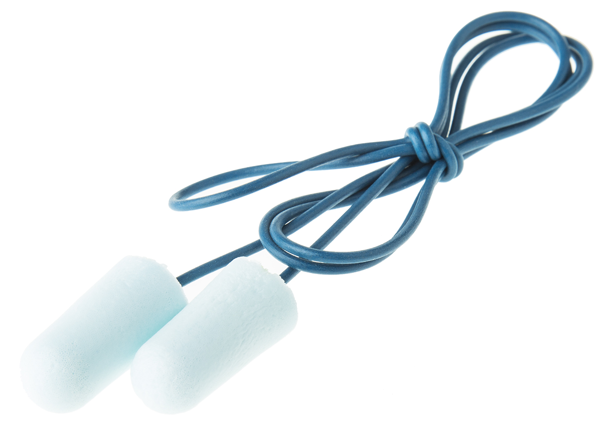 3M E.A.R Soft Series Blue, White Disposable Ear Plugs, 34 dB Rated Metal Detectable 200