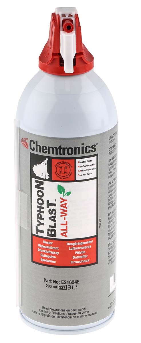 Chemtronics ES1624E High Power Invertible Typhoon Blast All-Way Duster Air Duster, 200 ml