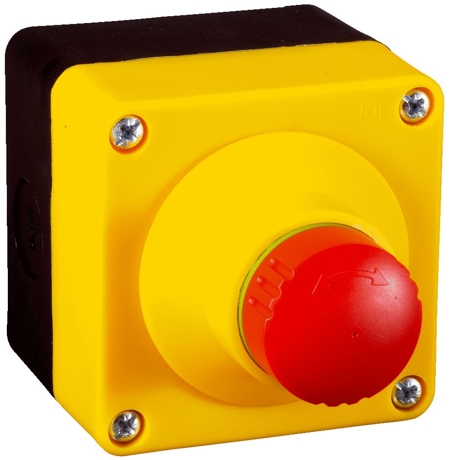 SICK ES21 Series Turn to Release Emergency Stop Push Button, Surface Mount, 22 mm Cutout, 1 NO/2 NC, IP65