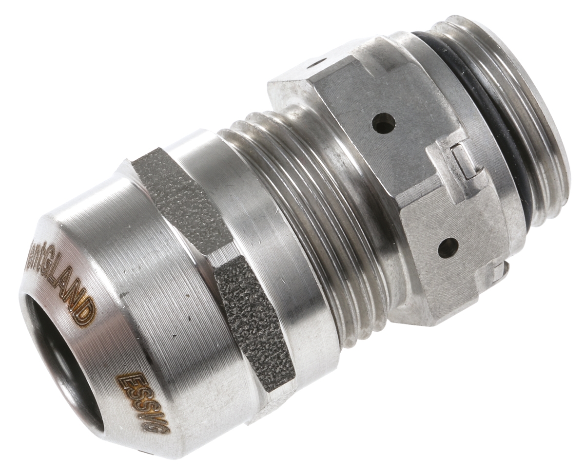WISKA VentGLAND Series Metallic Stainless Steel Cable Gland, M20 Thread, 6 mm min., 13 mm max., IP69K, IP68