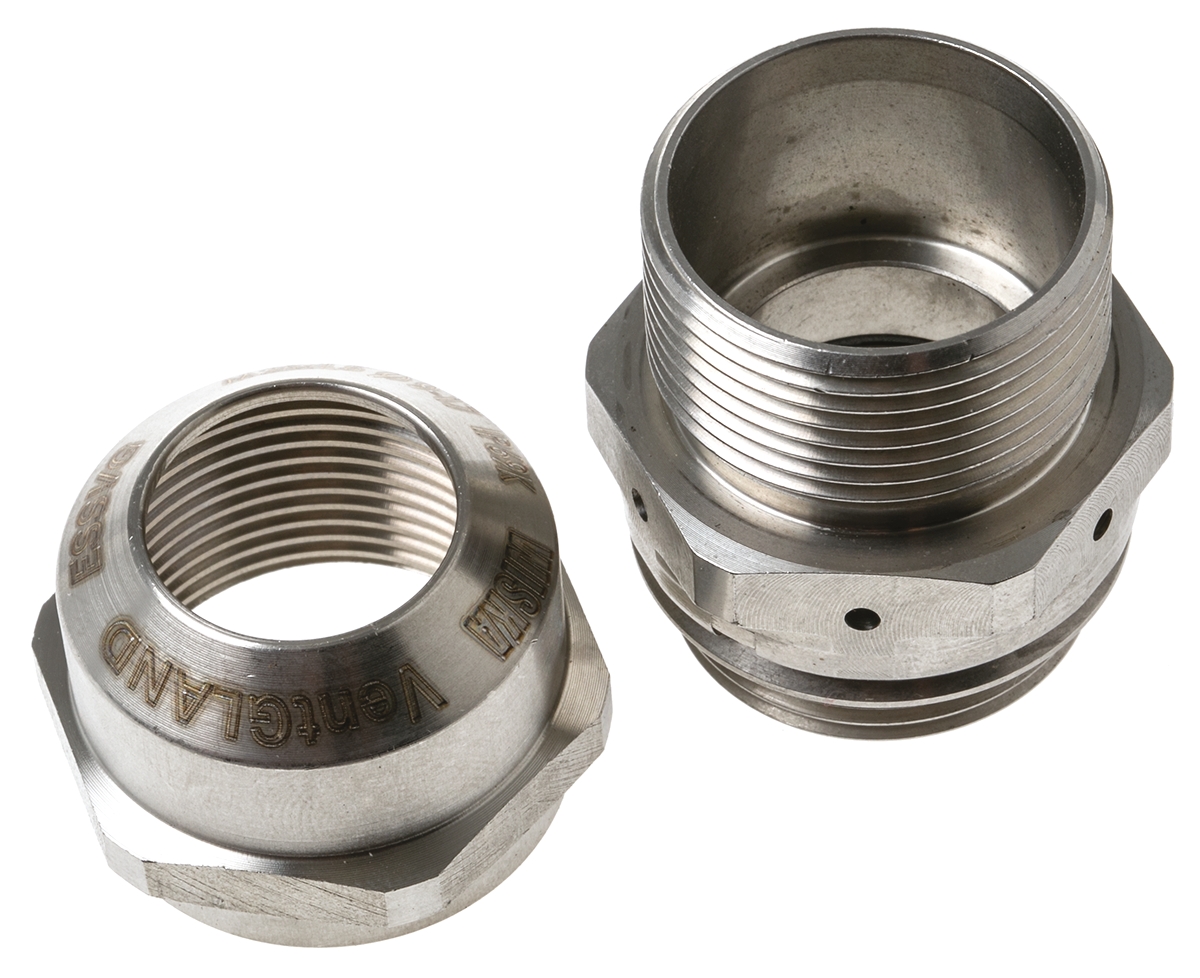 essvg-25 WISKA VentGLAND Series Metallic Stainless Steel Cable Gland, M25 Thread, 9 mm min., 17 mm max., IP68, IP69K