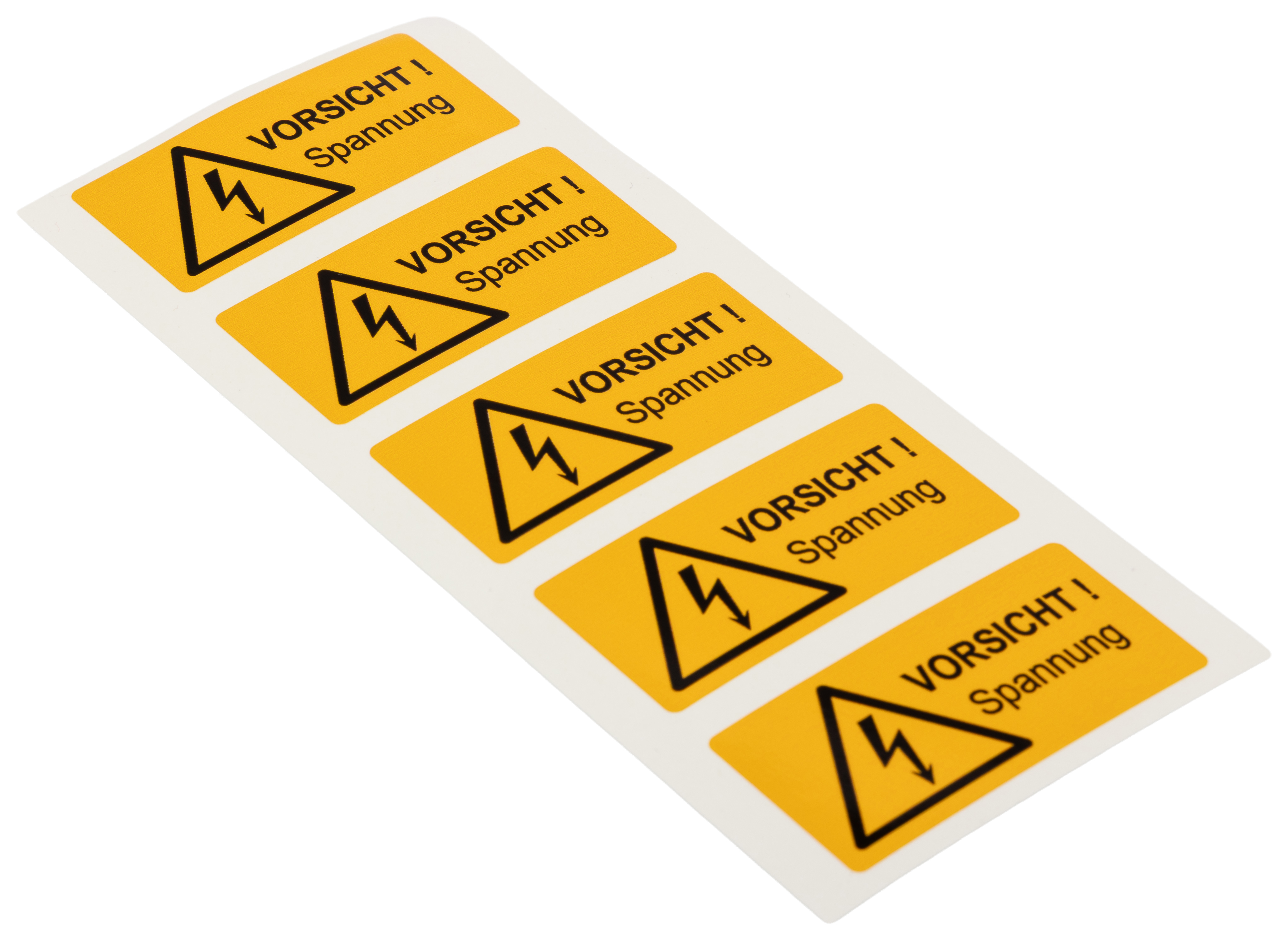 Idento Yellow Polyvinyl Chloride Safety Label VORSICHT! Spannung Text