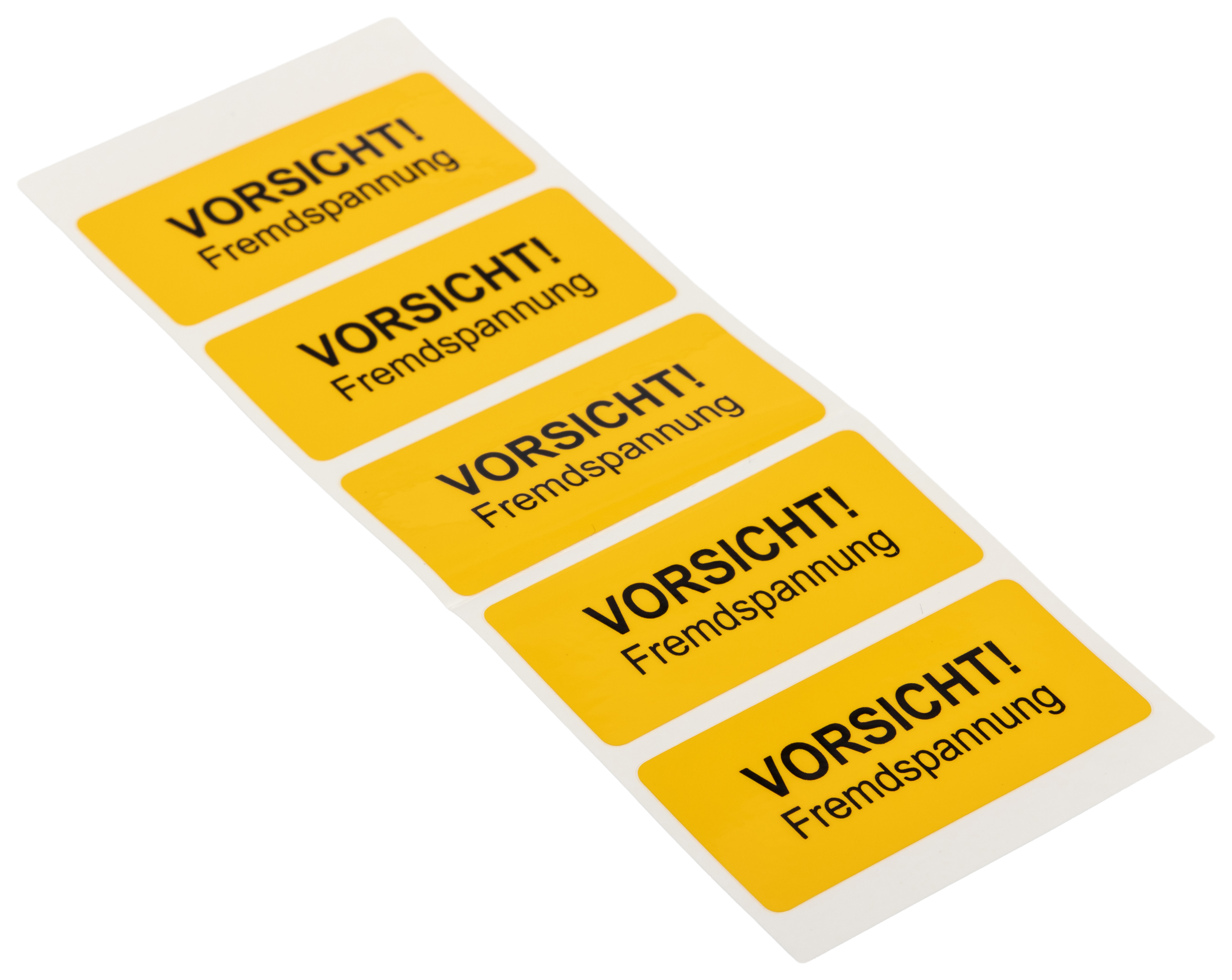 Idento Yellow Polyvinyl Chloride Safety Label VORSICHT! Fremdspannung Text