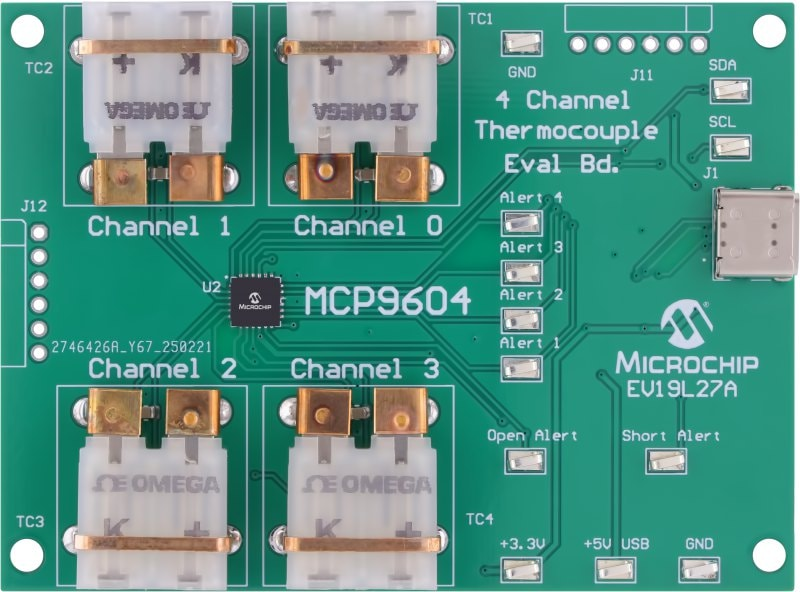 Microchip Evaluation Board Thermocouple Sensor Evaluation Board for MCP9604 MCP9604 Thermocouple IC Evaluation Board