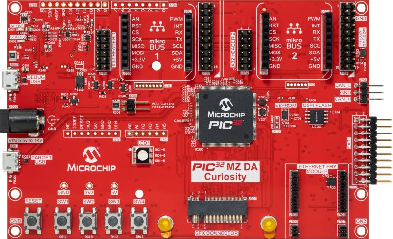 Microchip PIC32MZ DA Curiosity MCU Development Board EV87D54A