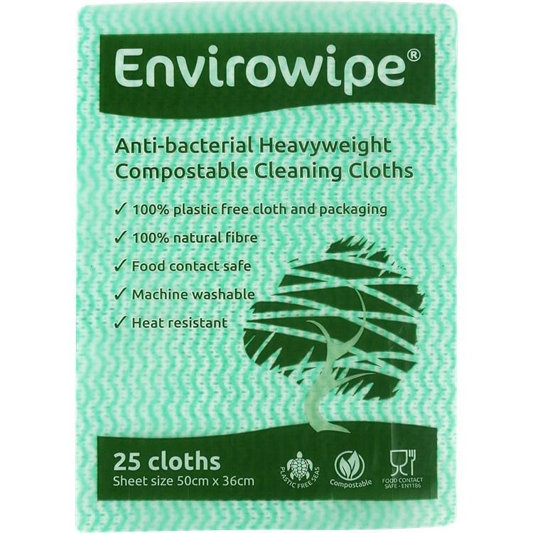 EcoTech Envirowipe Green Cloths for Cleaning, Dry Use, Box of 150 Per Pack, 50 x 36 cm, Repeat Use