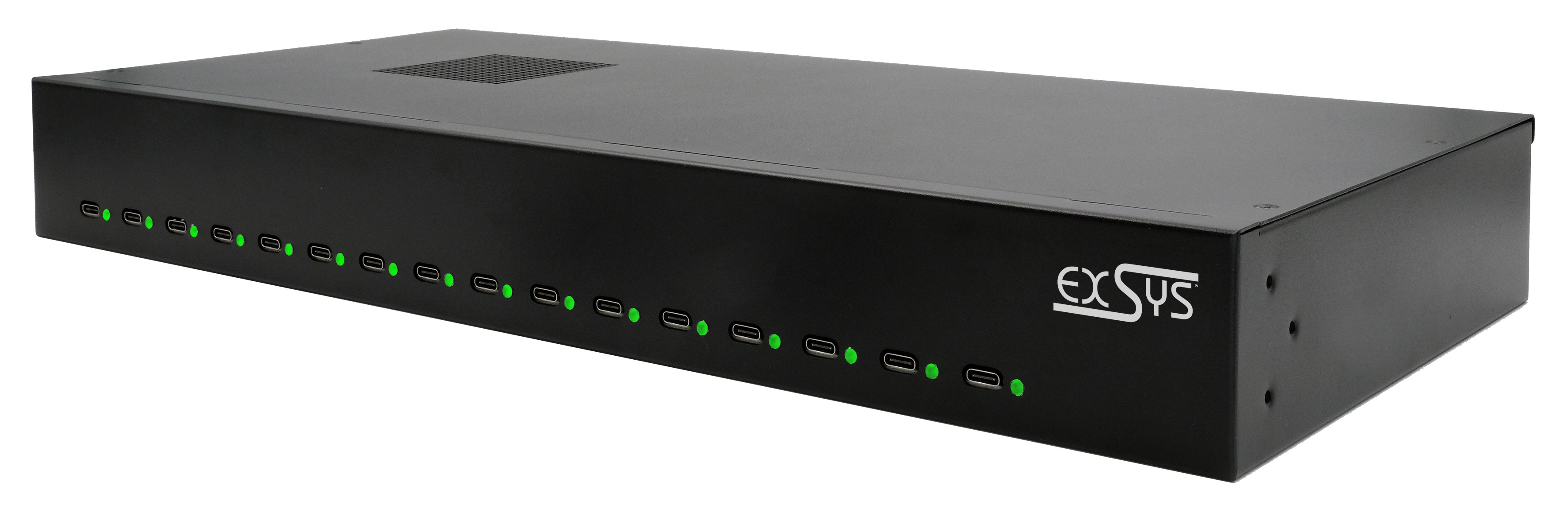 Exsys 16 Port USB Type C USB Hub, 220 to 240 V ac Powered, 212 mm 55 mm 440mm