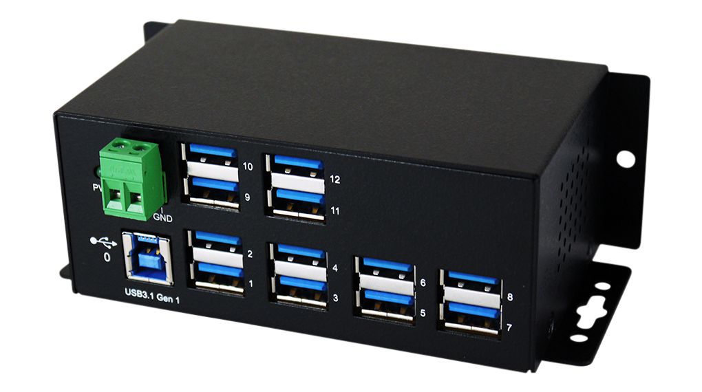 Exsys 12 Port USB 3.0, USB 3.1 USB Hub, 48.2 mm 132.5 mm 55mm