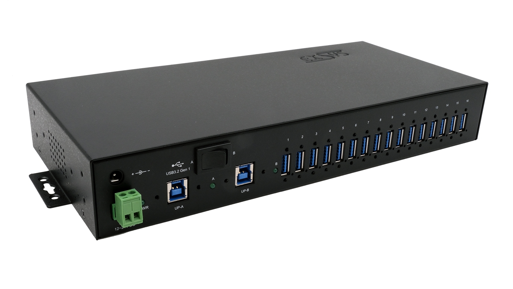 Exsys 16 Port USB 3.2 USB Hub, Terminal Connector Powered, 140.6 mm 43 mm 293mm